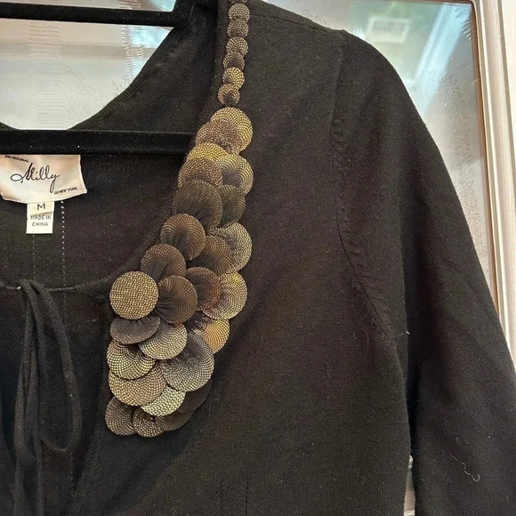 Vintage An Original Milly Of New York Cardigan Sweater Gold Embellishment Size M - Picture 7 of 15